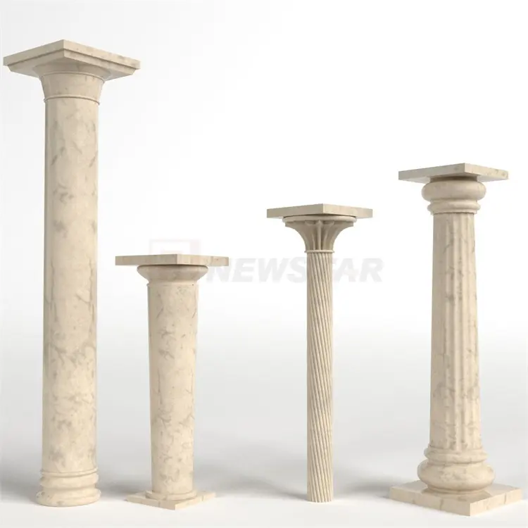 Groothandel Natuurlijke Moderne Granieten Stenen Pilaar Outdoor Decoratieve Marmeren Kolom Klassieke Hand Gesneden Romeinse Pilaren