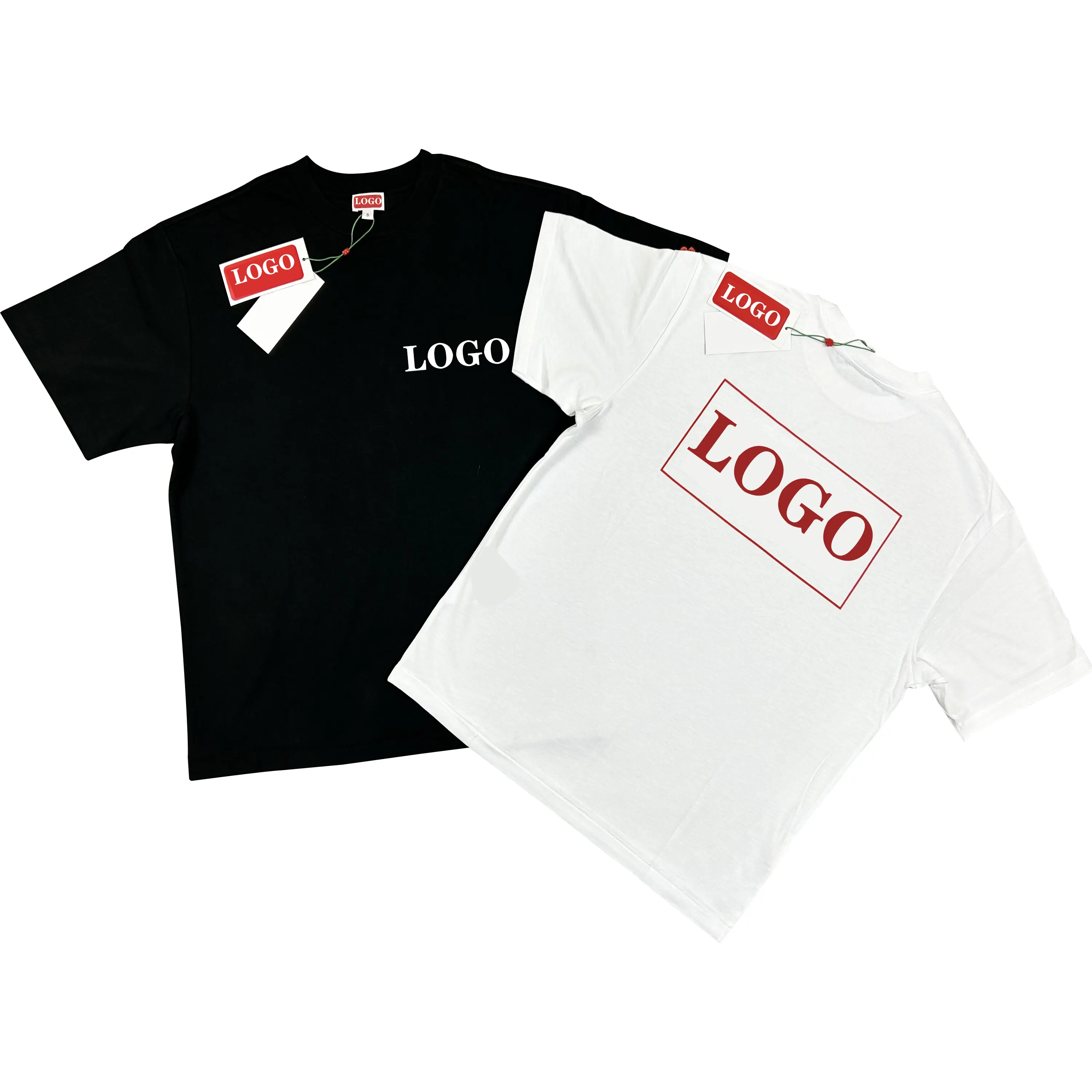 SS23 nouveau noir blanc et rouge lettres petit logo impression tendance mode coton haute qualité couple manches courtes