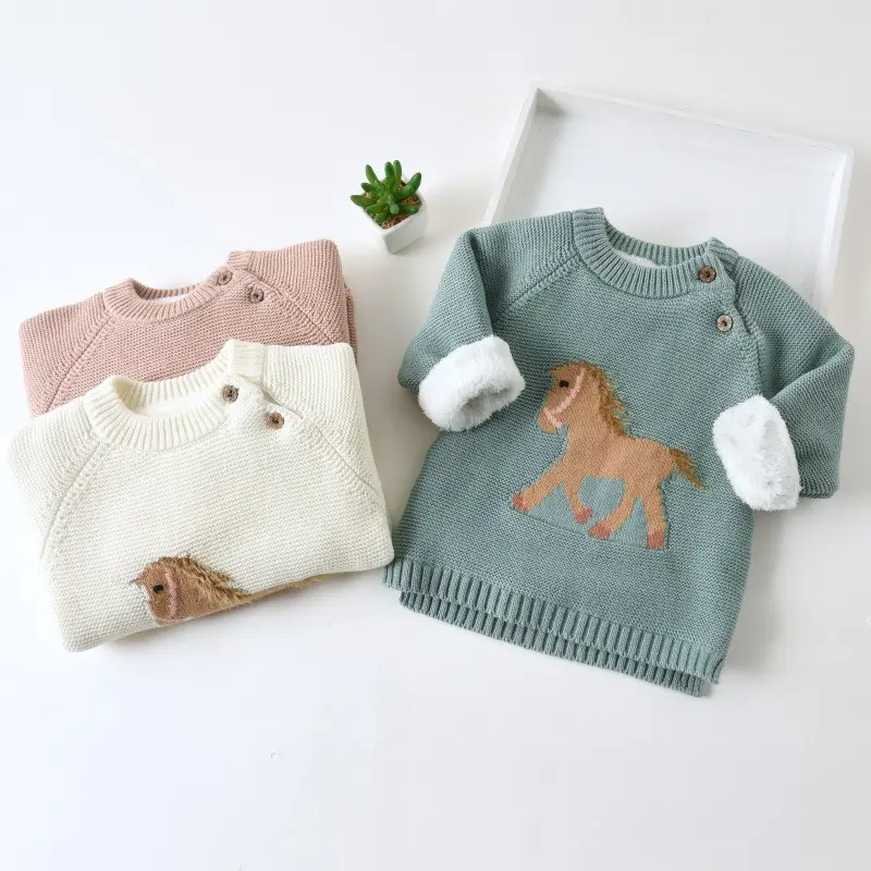 Ivy10471A Europeo inverno 2019 delle ragazze dei capretti carino cavallo cardigan maglioni