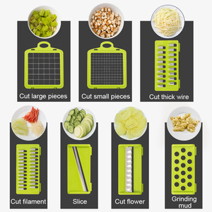 2021 yeni çok fonksiyonlu plastik dilimleme yükseltilmiş 7 bıçakları dilimleme manuel sebze kesici salata Maker patates soğan havuç kesici - Product Image 4