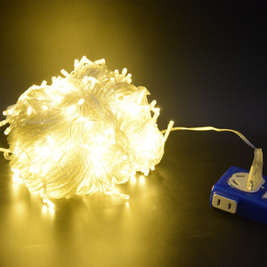 10 м100LED желтый медный провод сказочные огни с дистанционным управлением таймер 8 режимов праздничного освещения - Product Image 1