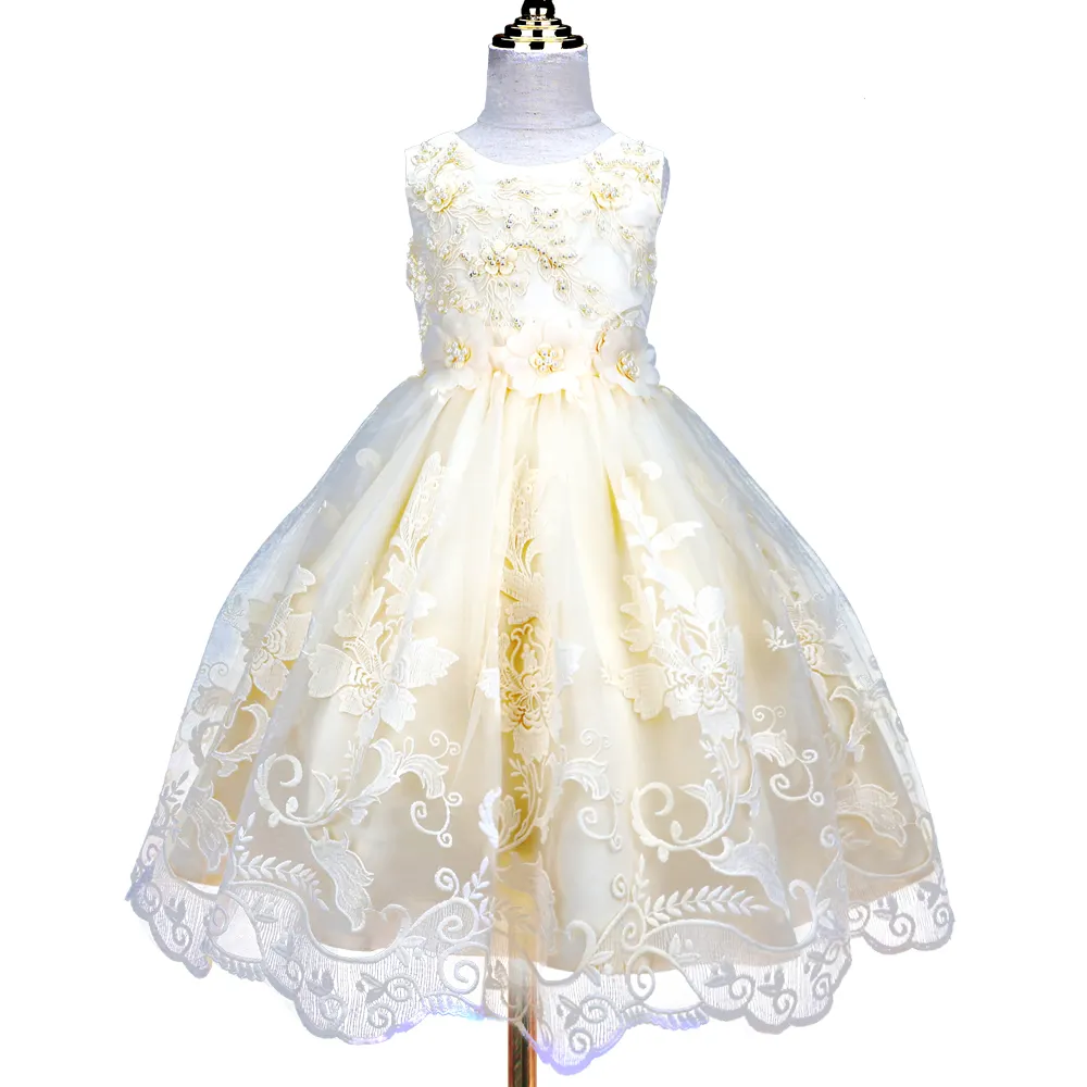 Robe de mariée de fille de fleur colorée de haute qualité robes de soirée boule moelleuse pour les filles de 10 ans robes de bal d'enfant traînant