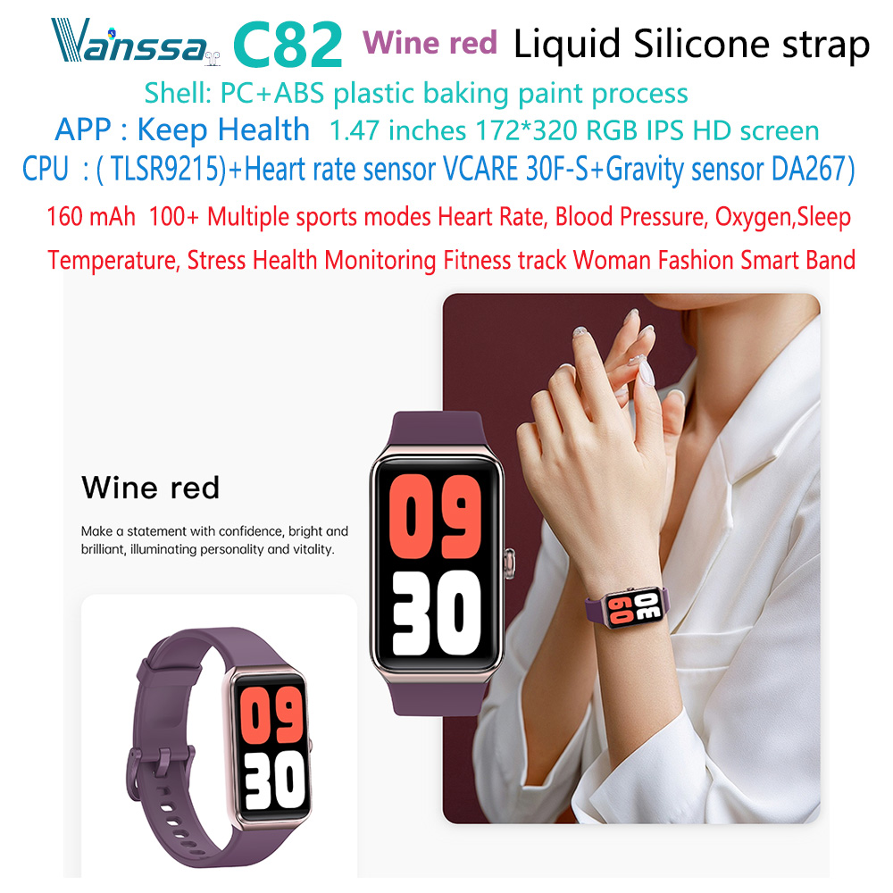สีม่วง1 C82-sport-fitness-sleep-smart-watch-band-bracelet