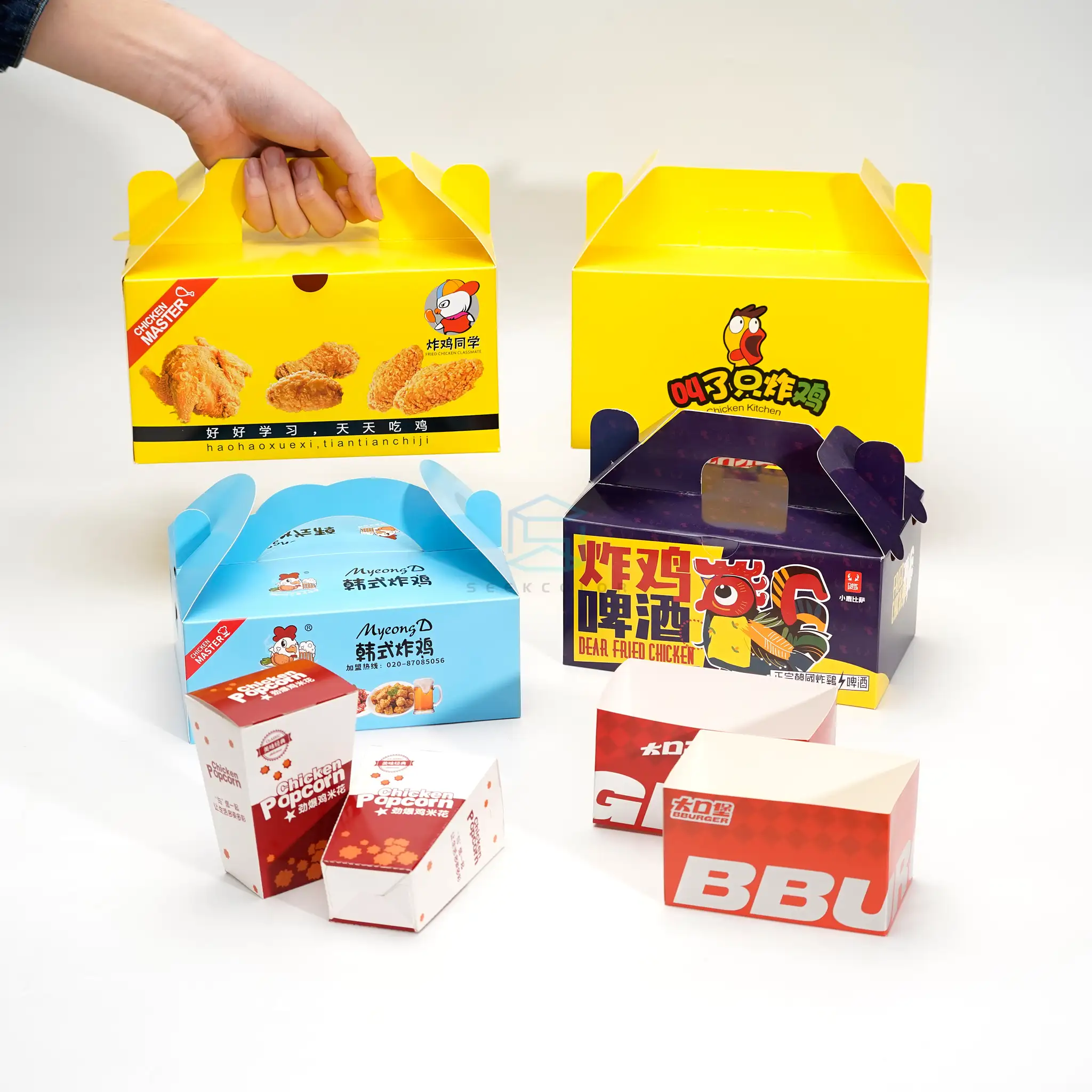 Werkseitig angepasste Großhandel hochwertige Take Away Box Burger Die Cut Box Individuell bedruckte Burger Boxen Hohe Qualität