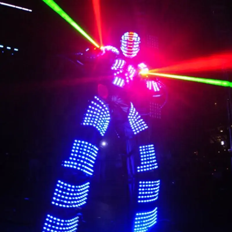 Pefermance-traje de baile de salón luminoso, Robot de manga larga, Led, para escenario