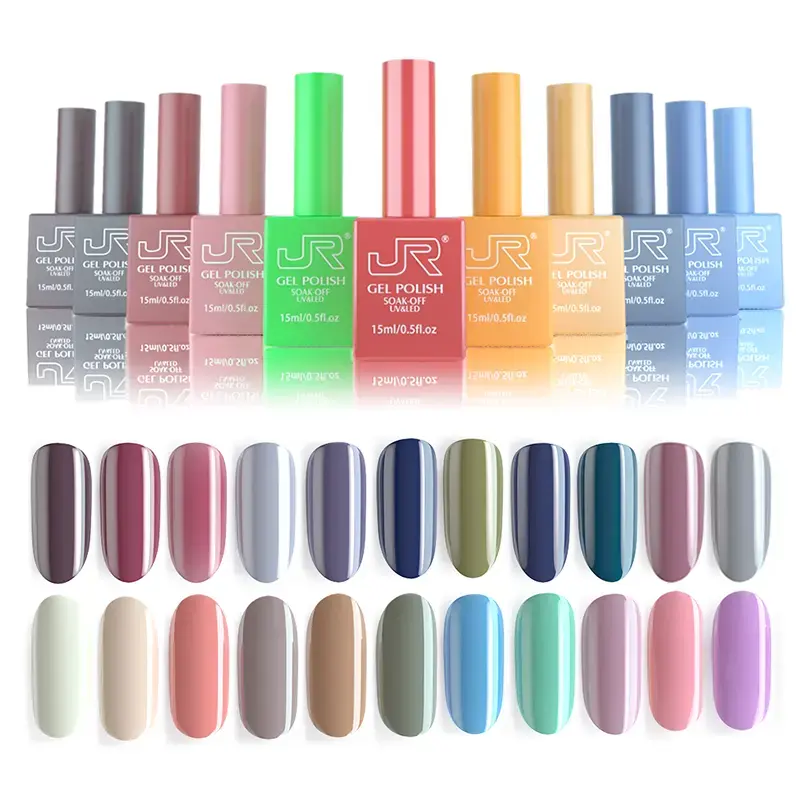 Esmalte de uñas JR de 60 colores OEM, gel UV de etiqueta privada, semicurado, esmalte de gel magnético de larga duración