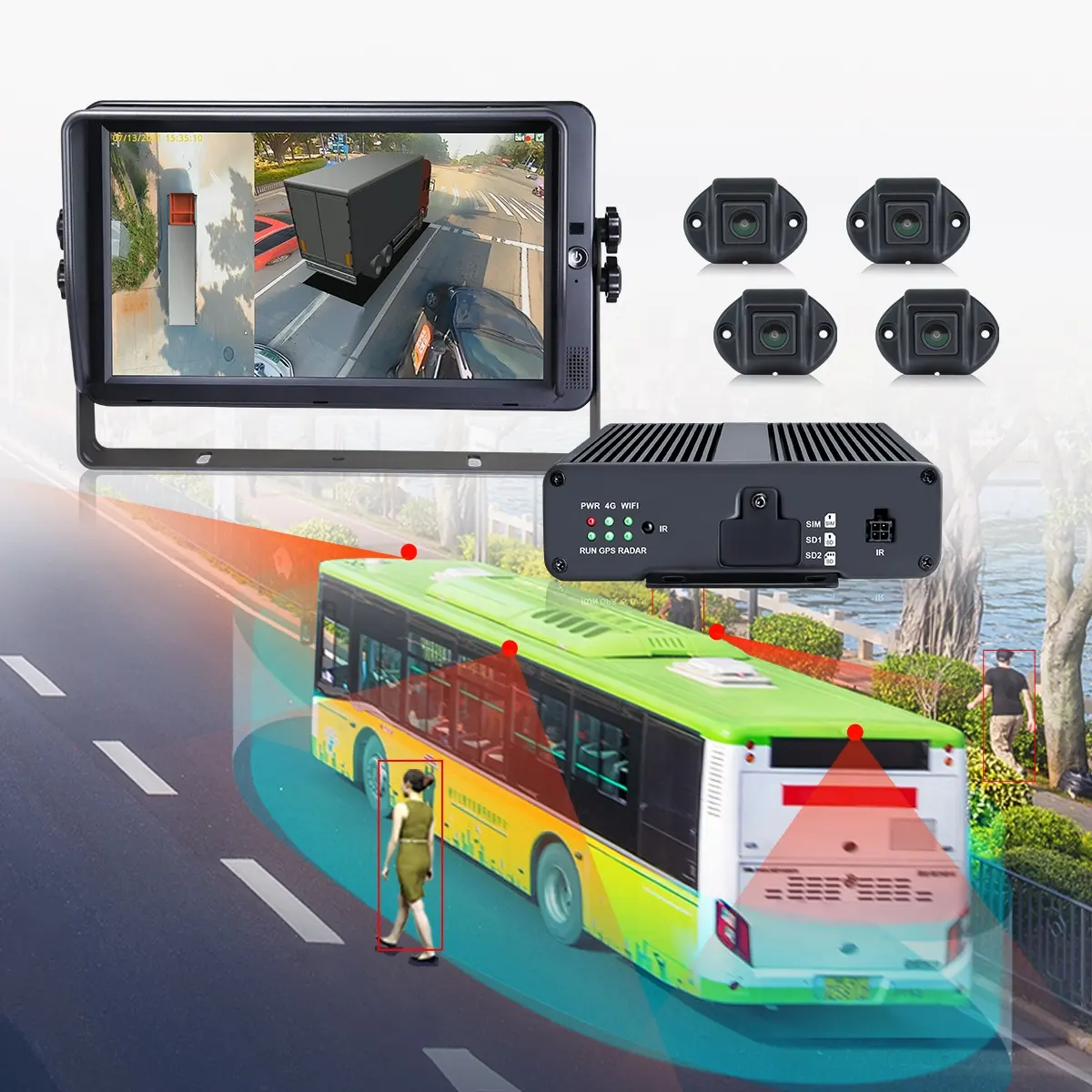 STONKAM 1080P Cámara de seguridad para automóvil de 360 grados con seguimiento Wi-Fi/GPS