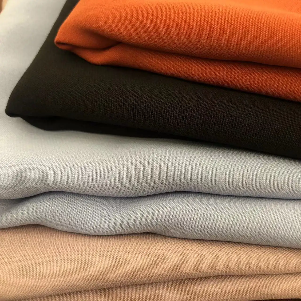 100% poliéster 2 way stretch suave peso pesado crepe de tecido para o vestido de moda/250GSM lã poliéster pêssego tecido crepe trecho