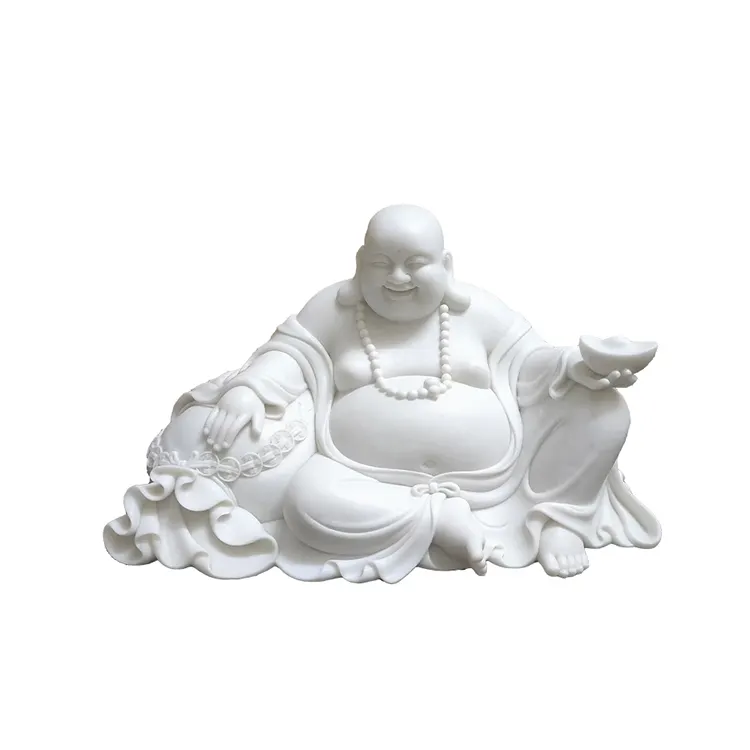 JK giardino marmo bianco a grandezza naturale seduta pietra statua di Buddha marmo Statue Buddha Statue di Buddha all'aperto