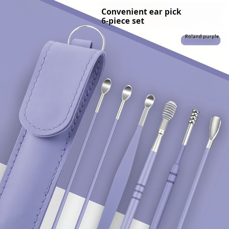 Leather bag - purple - 6-piece set