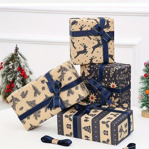 Vintage Natal Embrulho Papel Rolls com Rena & <span class=keywords><strong>Snowflake</strong></span> Padrões para Aniversário, Holiday & Festive Gift Packaging