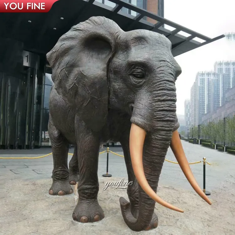 Zoo Vierkante Decoratie Grote Olifant Bronzen Standbeeld