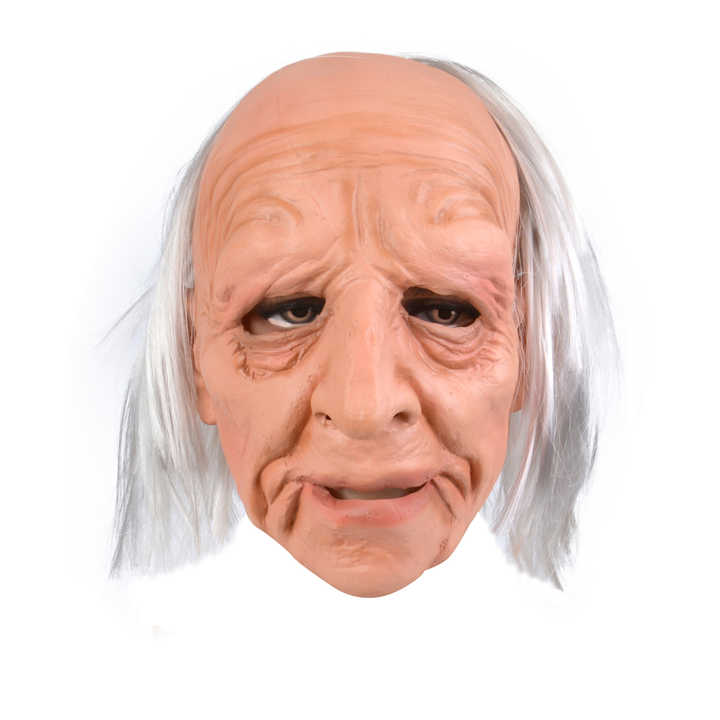 Alter Mann Cosplay Klebriges Haar Spezielle realistische schwarze Haare Opa-Maske Weißhaarige Glatzenmaske Latex Künstliche menschliche Maske