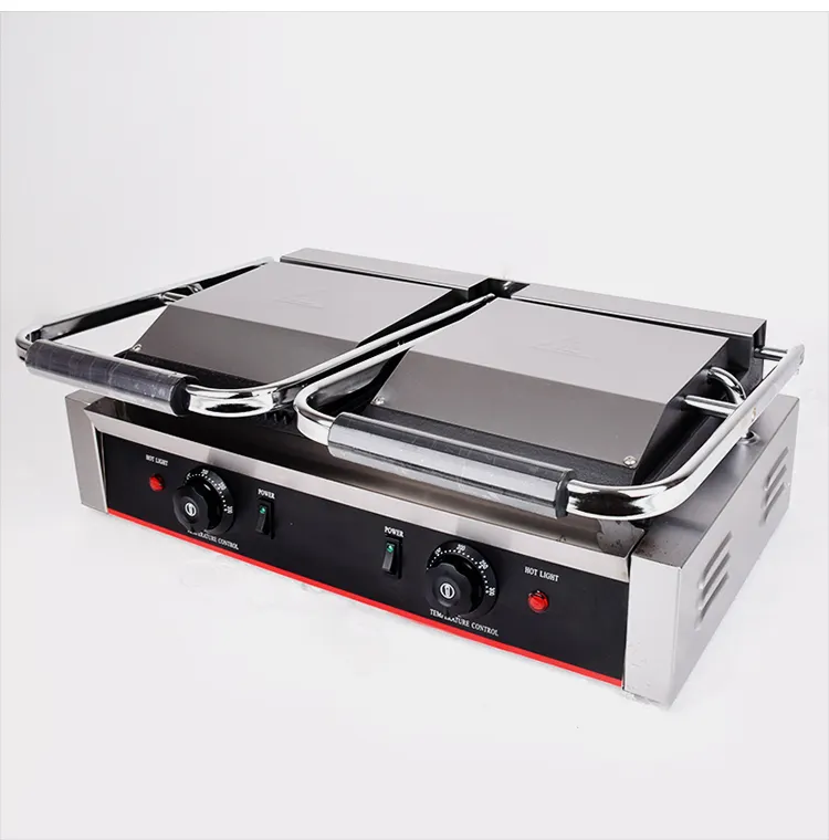 Factory Supply Rvs Elektrische Dubbele Sandwich Druk Panini Grill Contact Grill