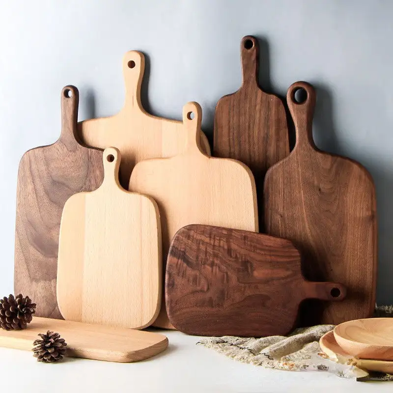 Tabla de cortar de madera de acacia de nogal grueso redondo grande con borde vivo personalizado en blanco al por mayor de China para Cocina