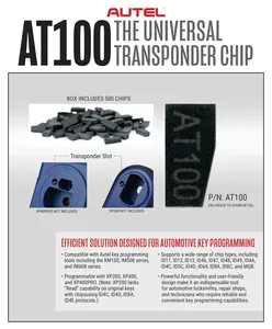 2025 Chip Transponder universale Autel AT100 compatibile con KM100 IM508 e IM608 serie Autel strumento di programmazione chiave - Product Image 2