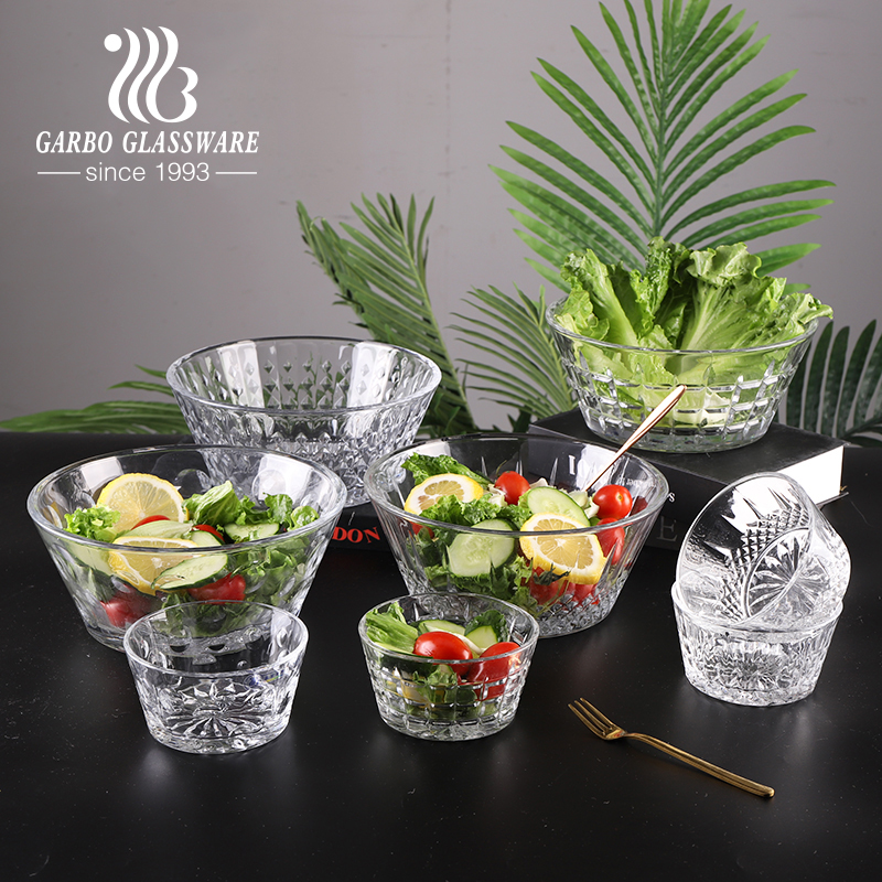 8inch Apple Engraved Edge Glass Desert Bowl salad bowl