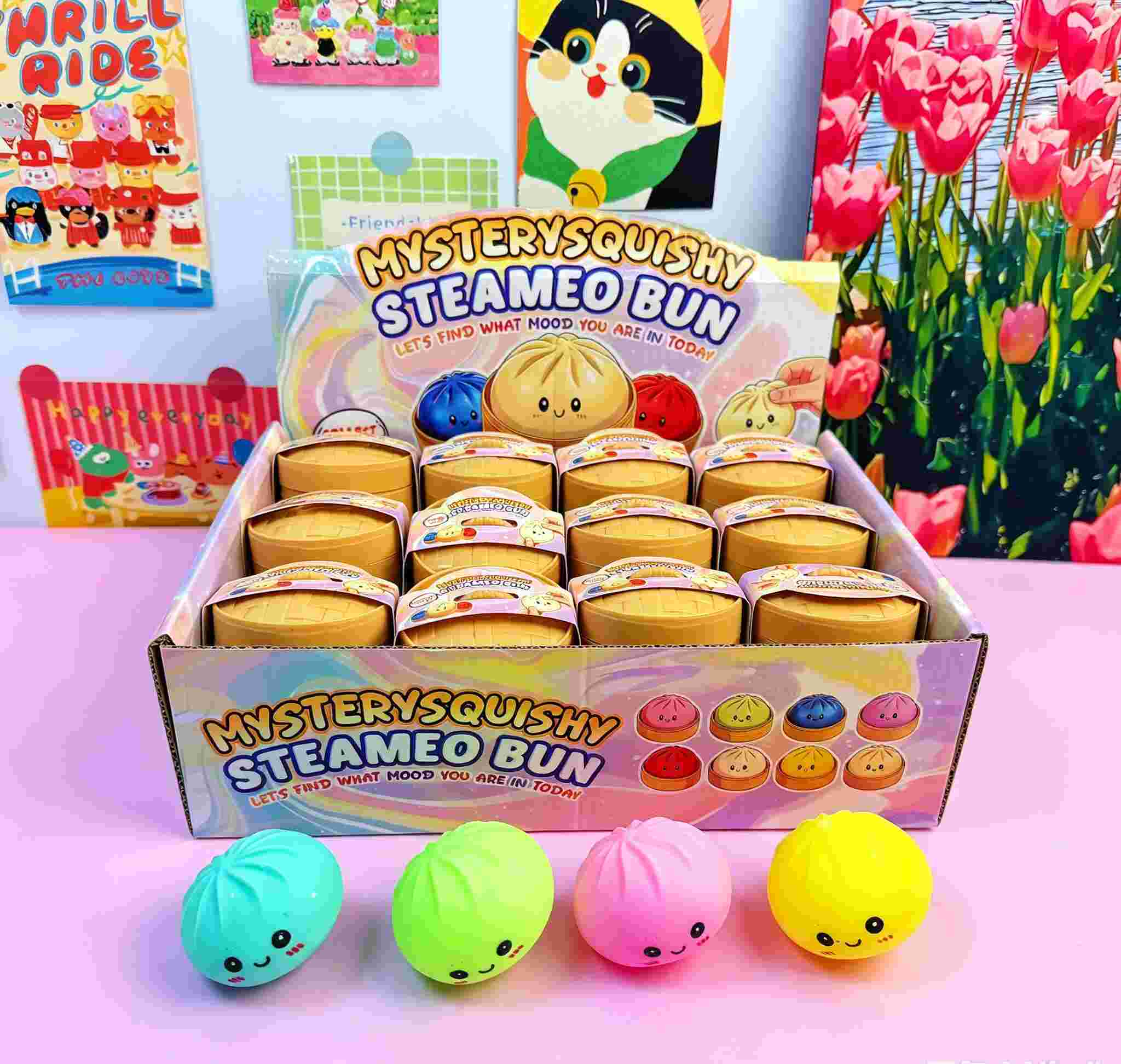 5.5cm Flour Bun Squishy with Steamer / 24 pcs