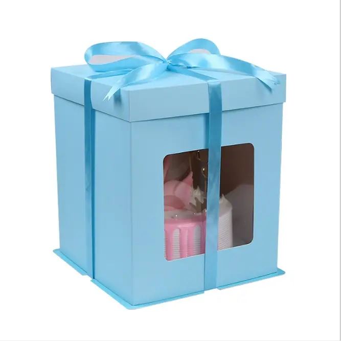 Высокие бумажные коробки для тортов 6 ''8'' 10 ''12'', однотонные белые коробки для упаковки тортов на день рождения