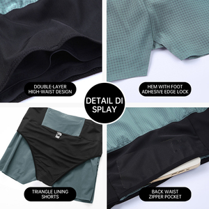 Quần short thể thao nam Quần Short thể dục hai lớp quần short Marathon xuyên quốc gia chạy quần đào tạo Nhanh Khô Quần Ba phần tư - Product Image 3