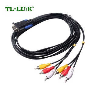 Hd15 enchufe macho VGA RCA Av convertidor Cable estéreo, VAG y 6 Rca adaptador de S-AV Cable de salida, s-video Cabo línea 6RCA VGA