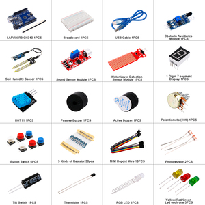 LAFVIN Basic Starter Kit für R3 DIY Kit für Schulkinder Education Programming Kit Lernspiel zeug für Arduino Uno Set