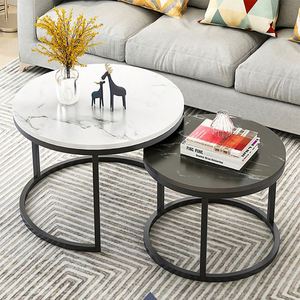 Home Furniture Circle Coffee Round Marble Top Modern Granite Gold Metal Side Marble Stone Nest of <strong>3</strong> <strong>Table</strong> <strong>Set</strong> Nesting <strong>Table</strong> - Product Image 4