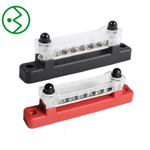 6 terminali otobüs Bar-150A bara bloğu kapaklı, zemin dağıtım, güç dağıtım Terminal bloğu w/ 6 M4 vidalar + 2 çiviler - Product Image 1