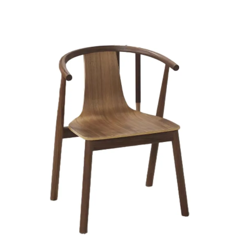 Respaldo nórdico de madera maciza para el hogar, asiento minimalista moderno, silla circular
