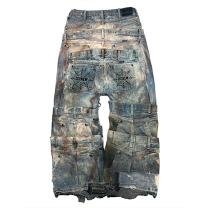 डिज़्न्यू जींस निर्माता कम मोक कस्टम पुरुषों जींस उच्च गुणवत्ता वाले स्ट्रीटवियर डिजाइनर स्टैक्ड जींस - Product Image 4