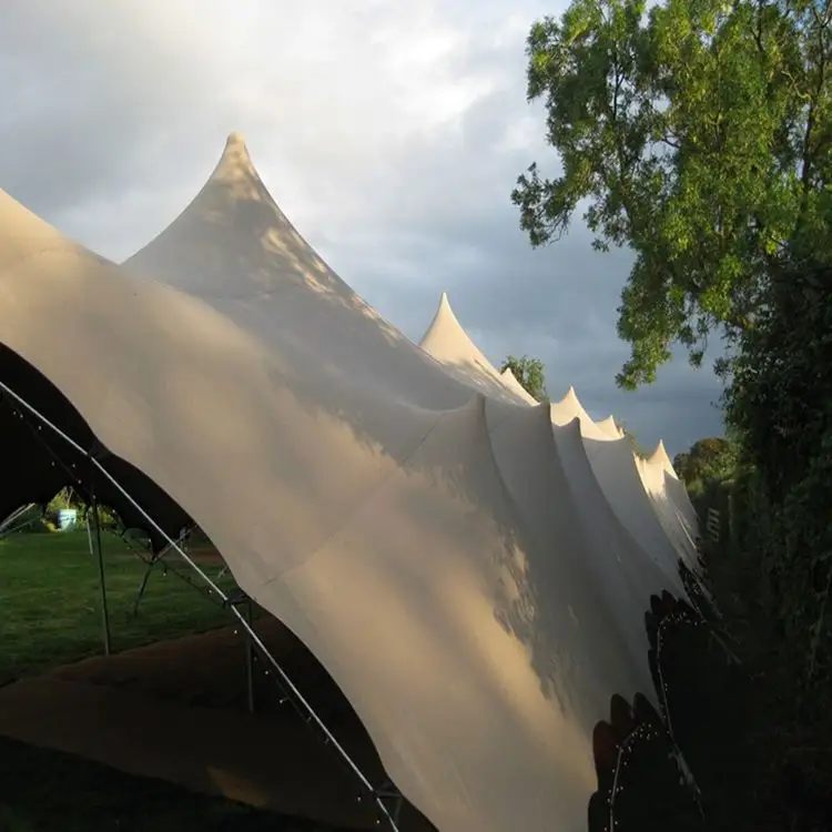 Unistrengh tenda regang kanopi kanvas pesta acara pernikahan luar ruangan putih kustom untuk kursi 300