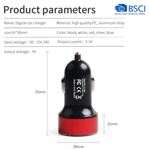 3.1A双USB快速车载充电器点烟器2端口USB车载插座电源适配器，带液晶显示器，适用于iPhone三星12.5V - Product Image 3