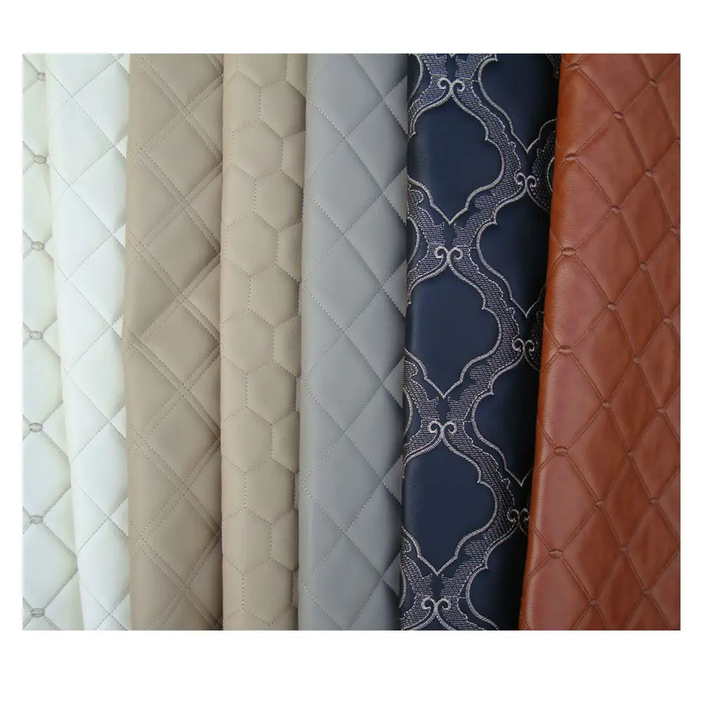 Cuero de PVC bordado con esponja, cuero de PVC con espuma, cuero de PVC con esponja para puerta corredera