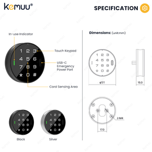 KEMUU TTlock Tuya電子コード引き出しロックキャビネットコンビネーションロックロッカー用キャビネットロックカードとキー付き - Product Image 4