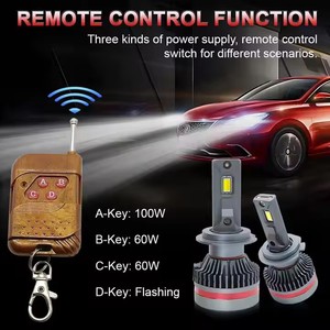 JHS araba Car H7 H11 9005 9006 yanıp sönen Led far ampulü 12V-24V 100W LED far uzaktan kumanda ile üç renk far - Product Image 6