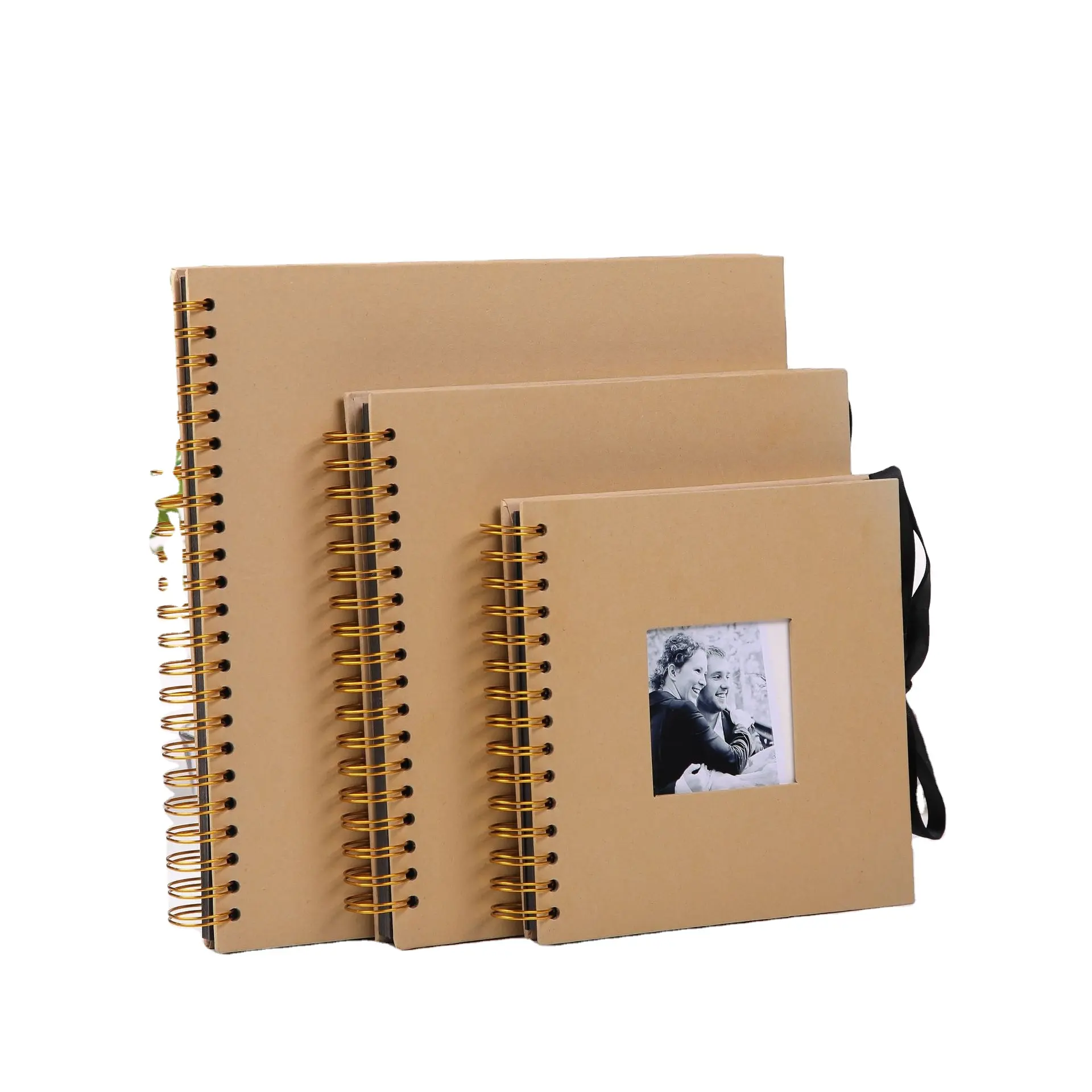 Álbuns de fotos de paperboard em papel, álbuns de fotos de metal espiral para encadernação de bebê