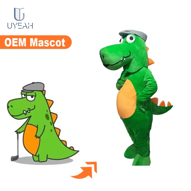 Fabricação personalizado plush cartoon mascote animal dinossauro traje mascote para o homem e as crianças personalizado festa dinossauro para o evento