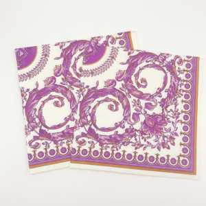 Custom Logo Printed 25X25cm Purple Flower Pattern Paper Towel Disposable 3 Ply Hot <strong>Napkins</strong> Square Table <strong>Napkins</strong> - Product Image 1