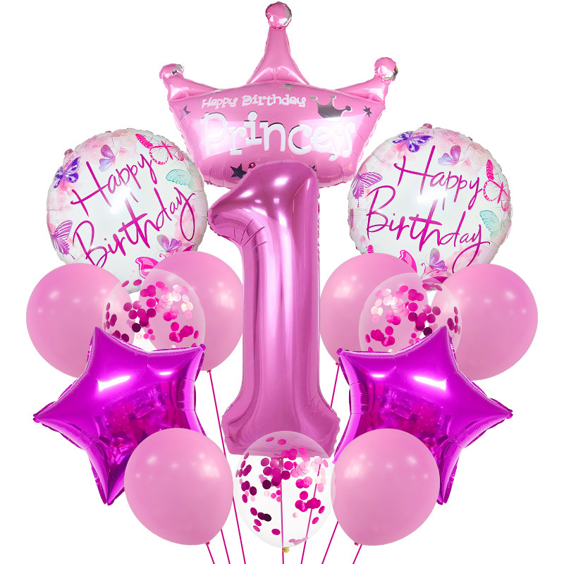 Pink balloons set 1 year