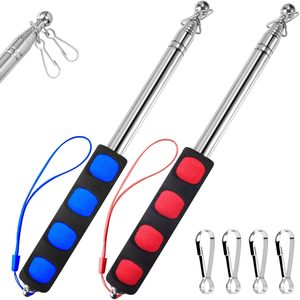 Mâts de drapeau de poche télescopiques de 5 pieds avec clips en acier inoxydable poteau de bannière télescopique guide touristique poteau de drapeau bâton de pointeur d'enseignement - Product Image 2
