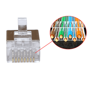 ปลั๊กโมดูลาร์3ขาชุบทอง8P8C ปลั๊กแบบโมดูลาร์ป้องกัน Cat6 RJ45สำหรับ ftp/stp ควั่นสายเคเบิลอีเทอร์เน็ตและลวดทึบ - Product Image 3