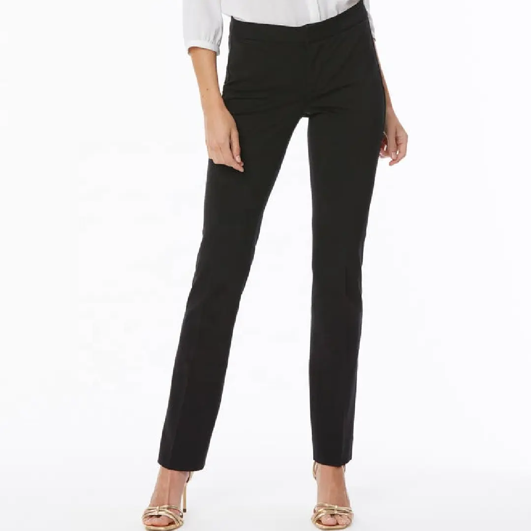 Uniforme de negocios formal clásico para mujer, pantalones de trabajo ajustados personalizados, cómodos, elásticos, color negro, para oficina