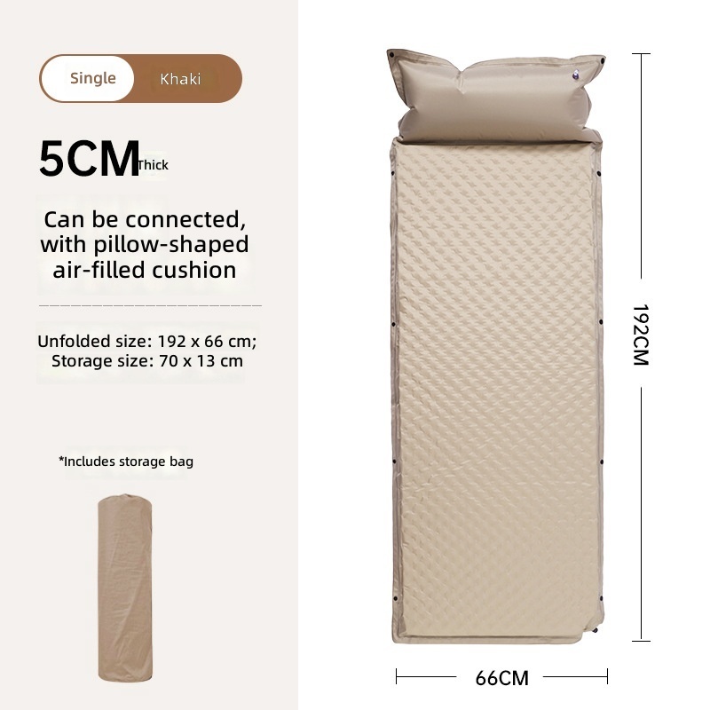 khaki-5cm automatic inflatable mattress-single size