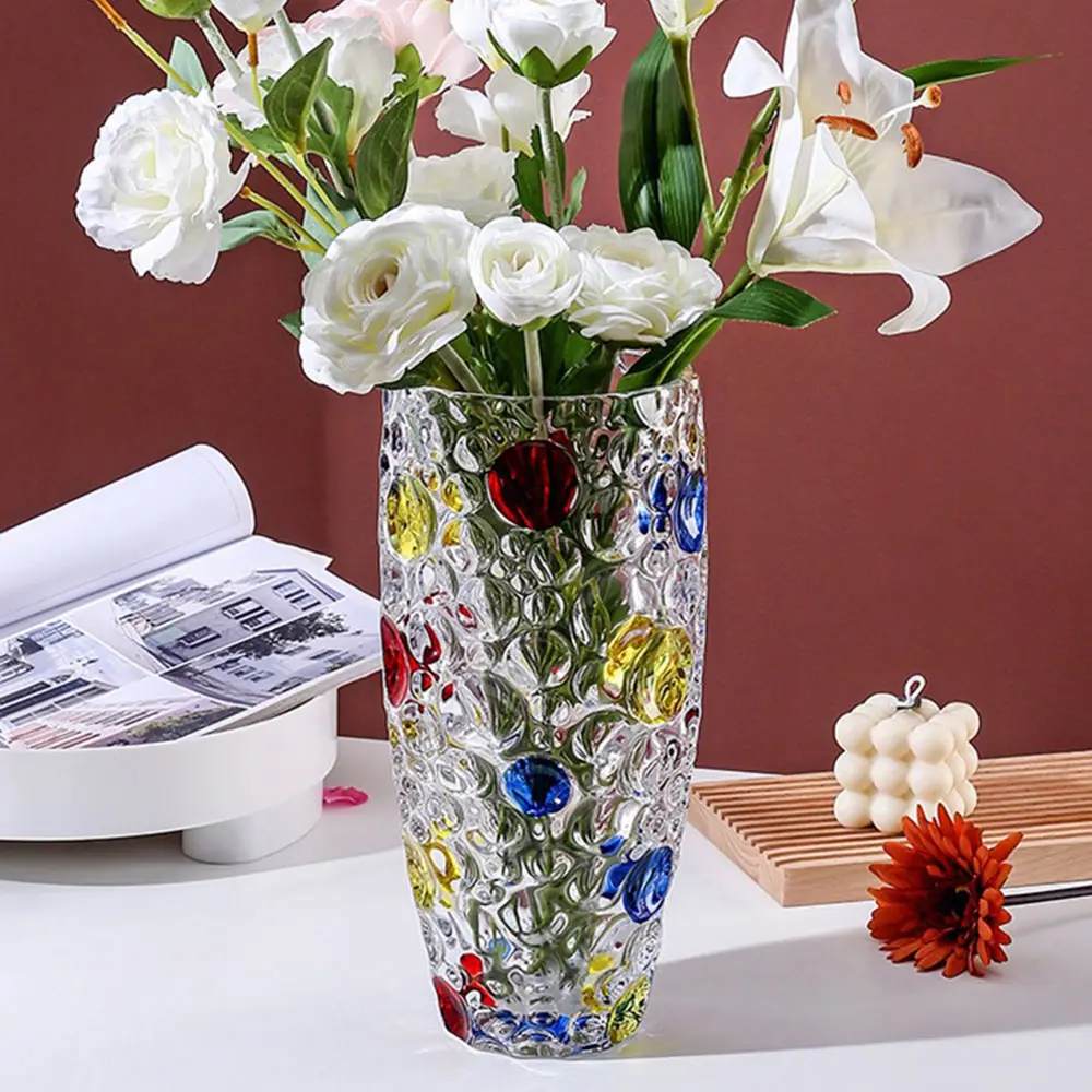 Tresse créative peinte à la main à pois arrangement de fleurs décorations de salon ornements de mariage vases en verre peint