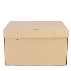 Caja de archivo de almacenamiento de archivos de embalaje de cartón corrugado de concha marrón duradera grande de tamaño personalizado con asa - Product Image 2