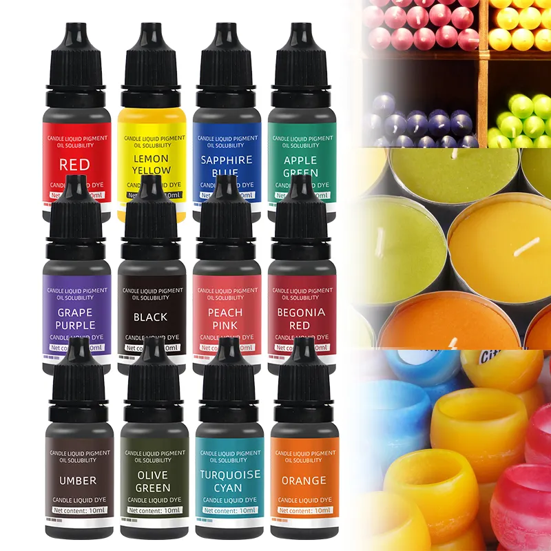 32 couleurs 10ml Pigment de colorant de bougie soluble dans l'huile liquide non parfumé pour bougies de soja de savon à faire soi-même faisant du colorant de couleur de bougie de cire de soja