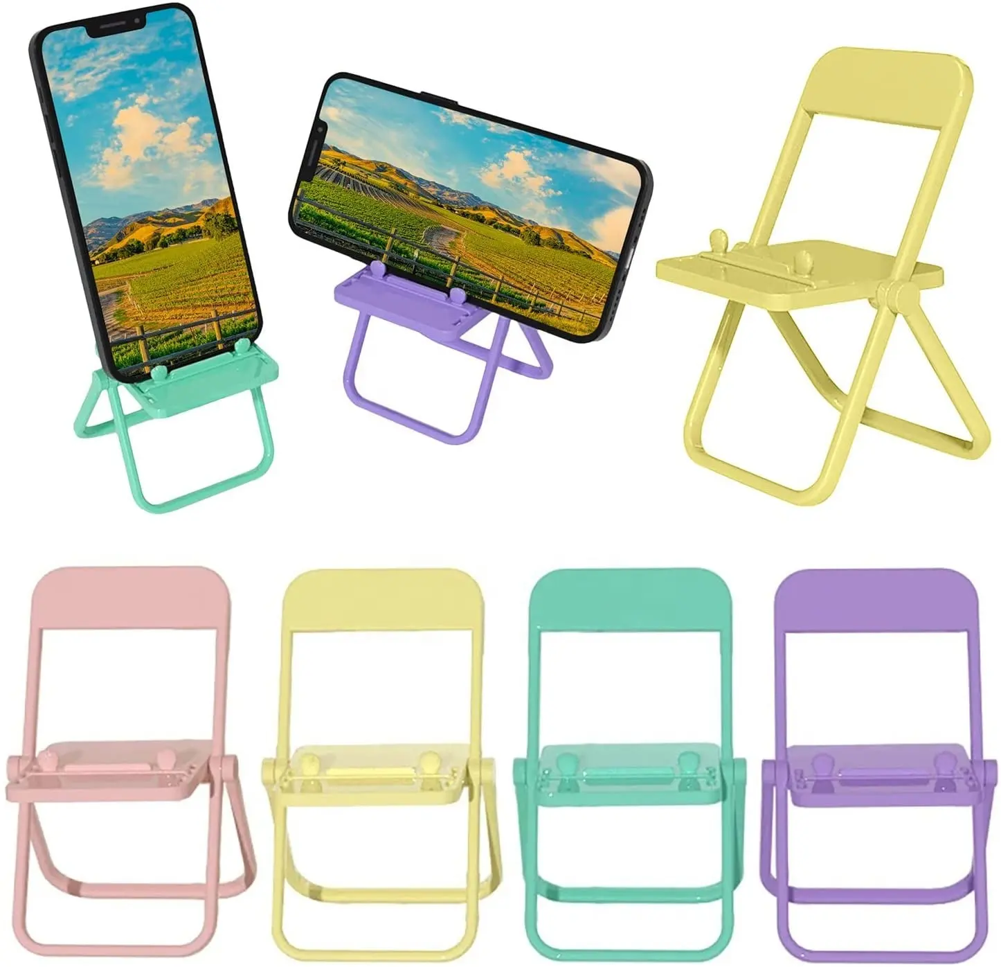 Mini suporte de celular portátil, celular fofo com mini cadeira ajustável, decoração, para iphone 13 xiaomi