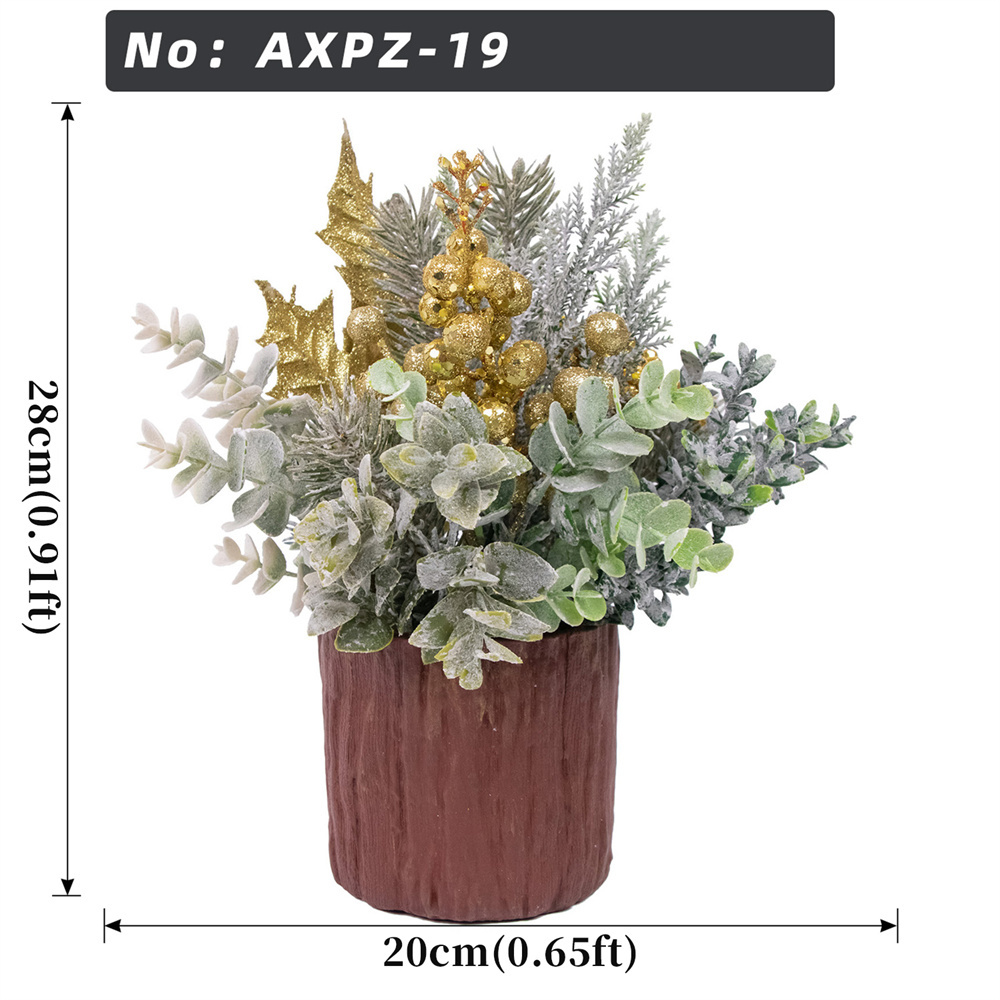 Frost Eucalyptus Gold Glitter Berry Mini Xmas Potted Decor Plant