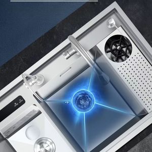 LED dijital ekran Anti-Scratch ile Modern lüks akıllı lavabo ultrasonik vibratör su katalizör fonksiyonu mutfak kullanımı 2 delik - Product Image 2