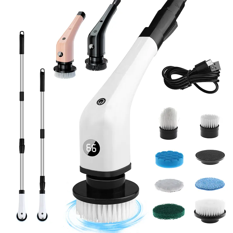 Escova de limpeza elétrica Kitchen Bathroom Scrubber Cordless Floor Scrubber Spin elétrico com 8 cabeças de escova substituíveis